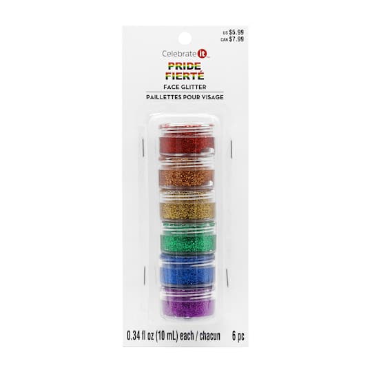 Pride Rainbow Face Glitter, 6ct. by Celebrate It™